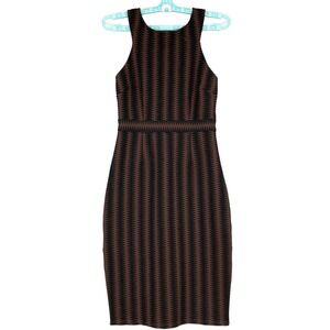 Anthropologie Maeve Women's Meridian Sheath Dress XS Knit Brown Black Sleeveless